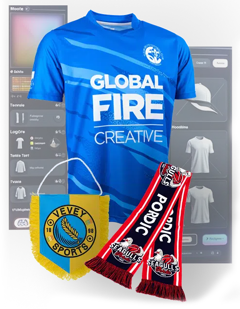 Home - - Need custom sports merchandise or teamwear? Our team of real designers will turn your idea into a unique, professional design—completely free. Whether it’s for a sports team, club, or company, we’ll create something that fits your style, from football shirts to scarves and more. - - 1